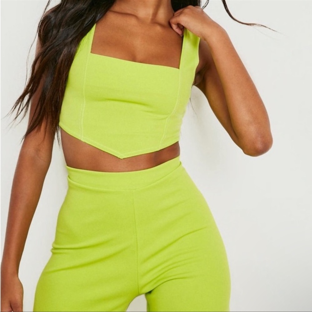 Dipped Hem Corset & Wide Leg Trouser